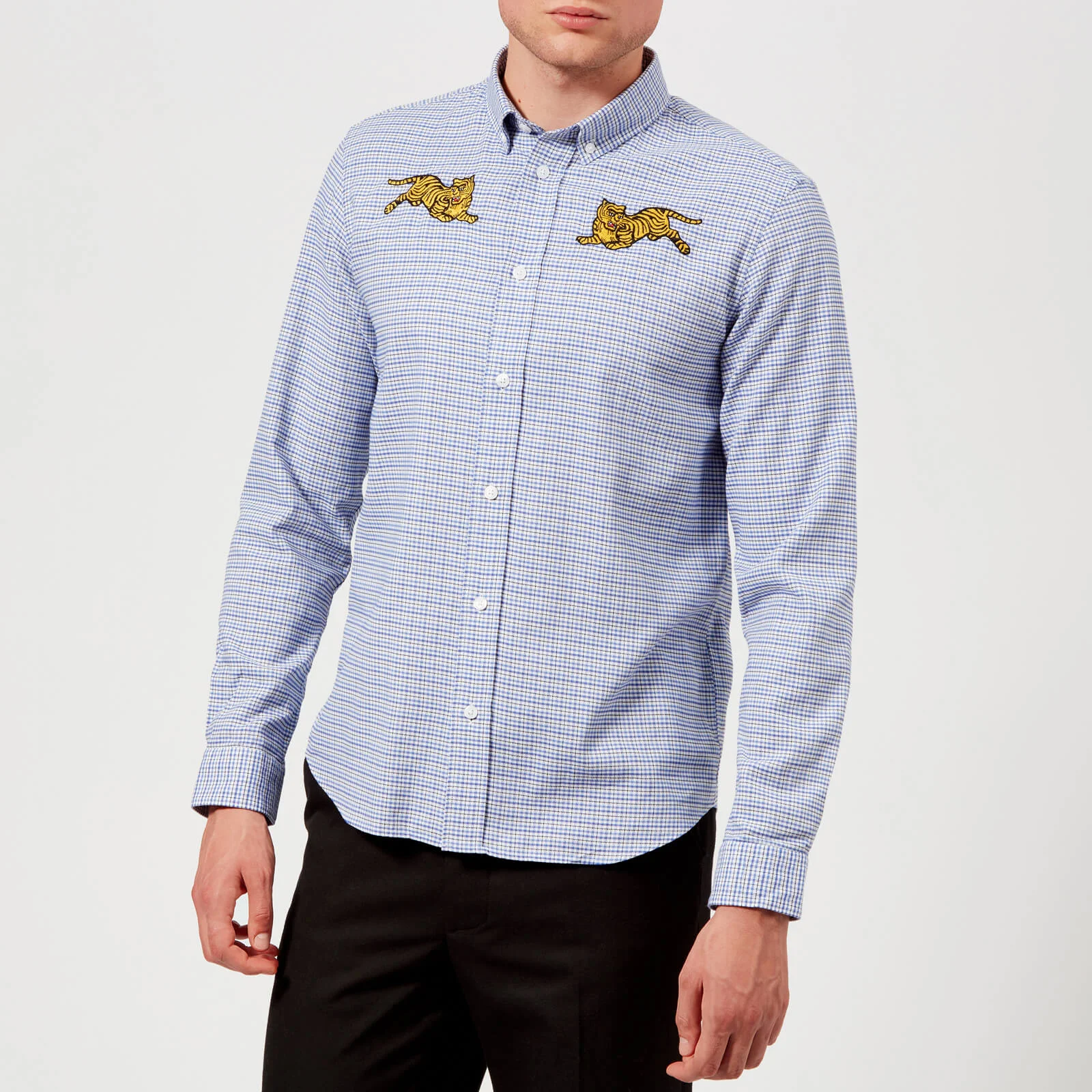 KENZO Men's Checked Tiger Shirt - Blue Image 1