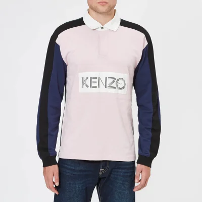 KENZO Men's Large Logo Long Sleeve Polo Shirt - Pastel Pink