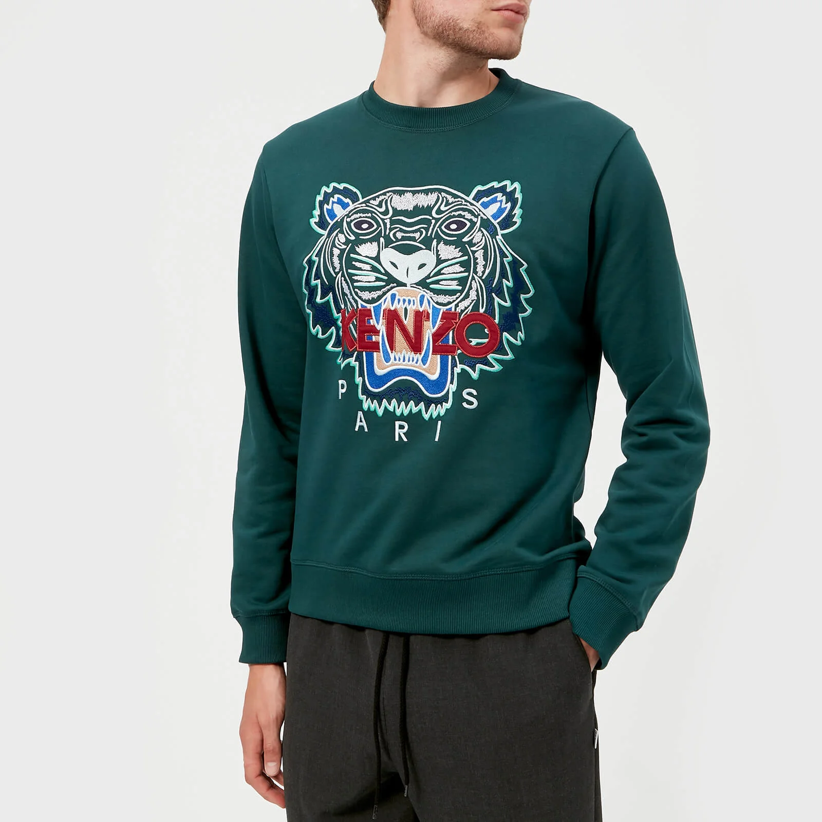 KENZO Men's Classic Tiger Sweatshirt - Pine Green Image 1