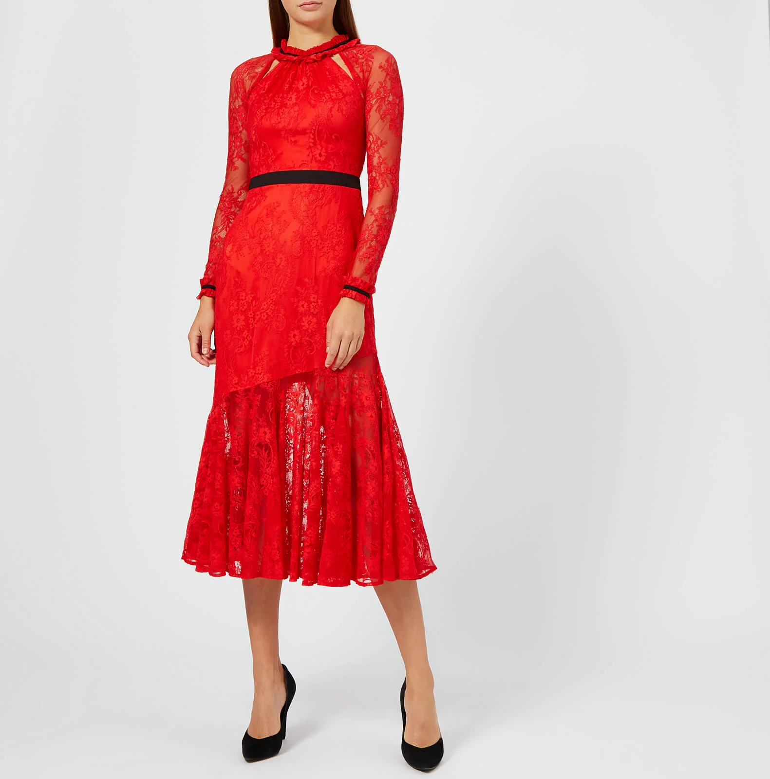 Three Floor Women's Split Tease Dress - Fiery Red Image 1