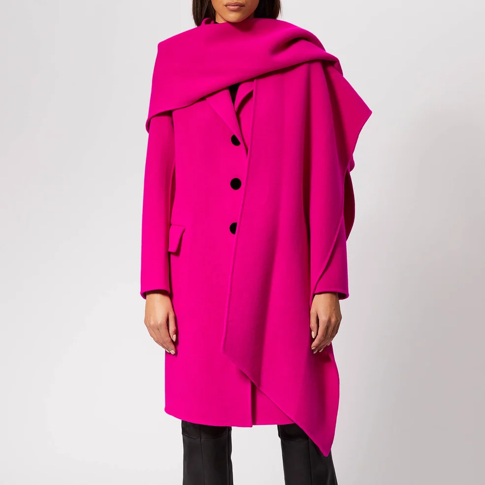 Marc Jacobs Women's Notch Collar Coat w/Hood Scarf - Hot Pink Image 1