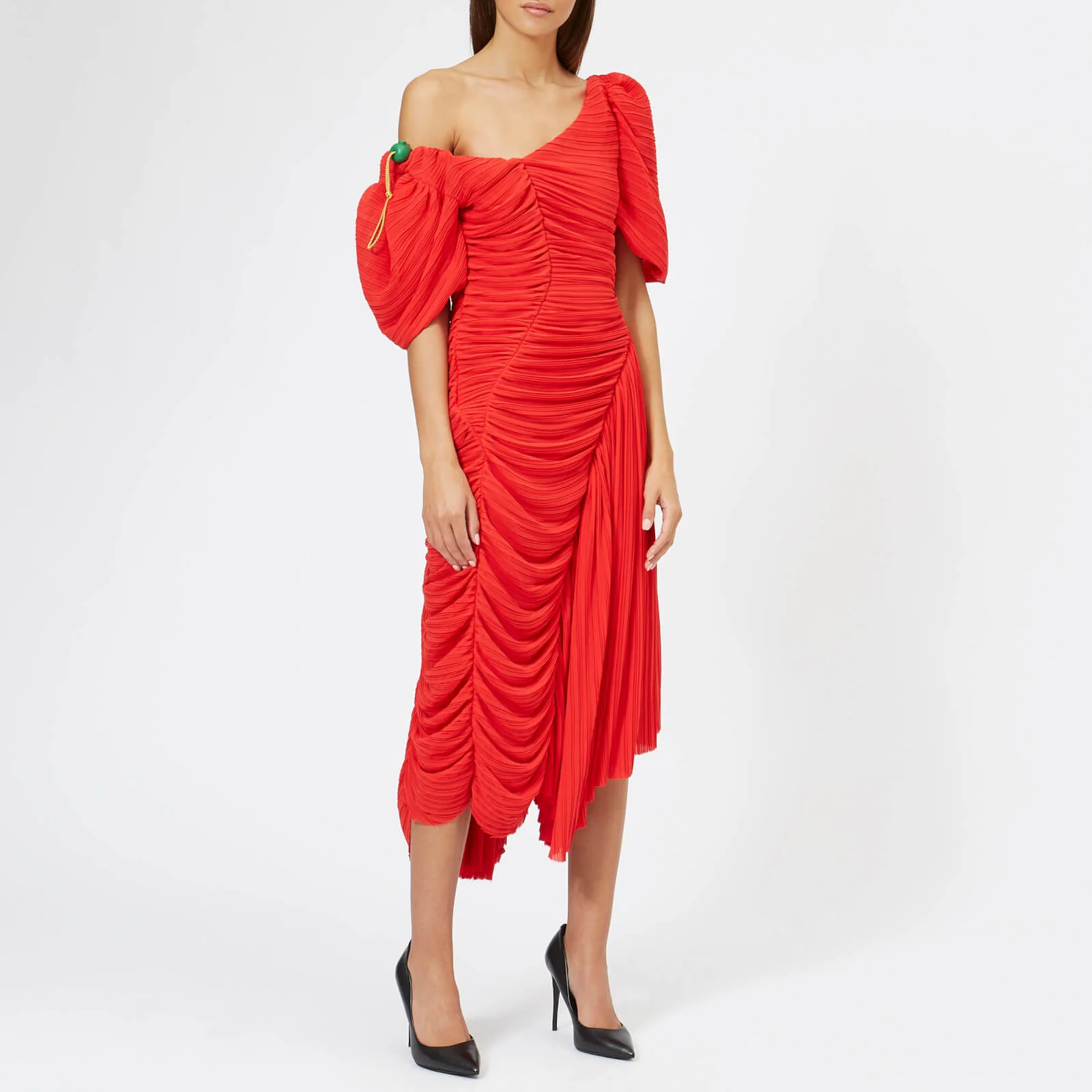 Preen By Thornton Bregazzi Women's Pleated Georgette Kesia Dress - Red Image 1