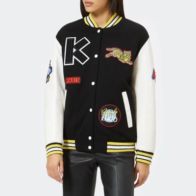 KENZO Women's Embroidered Wool and Leather Bomber Jacket - Multi