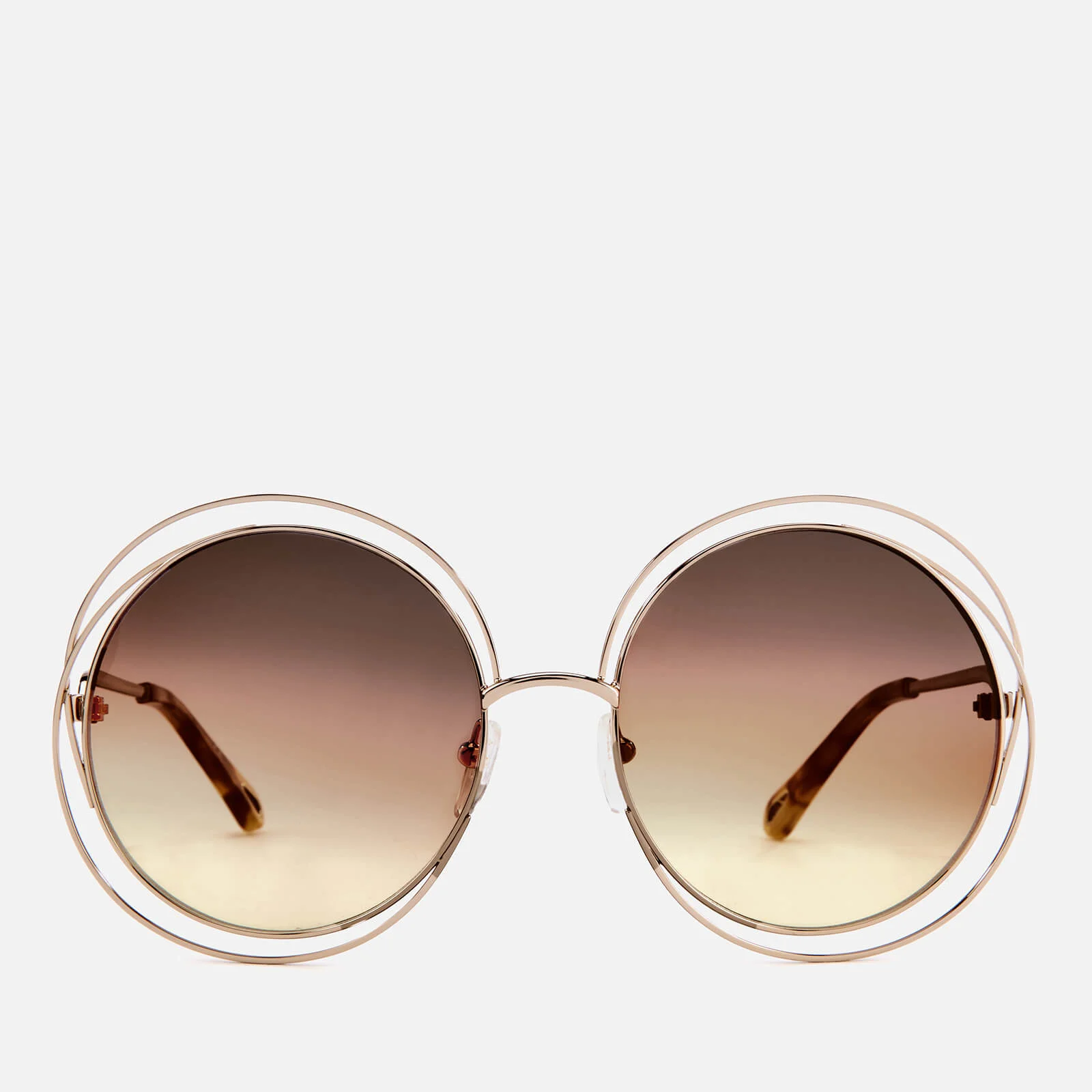 Chloe Women's Carlina Round-Frame Sunglasses - Gold/Grey Orange Image 1