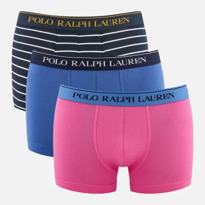 Polo Ralph Lauren Men's 3 Pack Classic Trunks - Charm Pink/Indian Sky/Navy/White Stripe