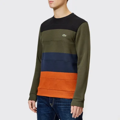 Lacoste Men's Cut and Sew Colour Block Sweatshirt - Black/Khaki/Nevada Orange
