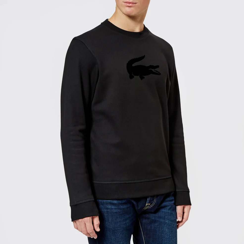 Lacoste Men's Velvet Logo Sweatshirt - Black Image 1