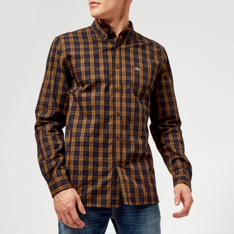 Lacoste Men's Tartan Button Down Shirt - Renaissance Brown/Meridian Blue Image 1