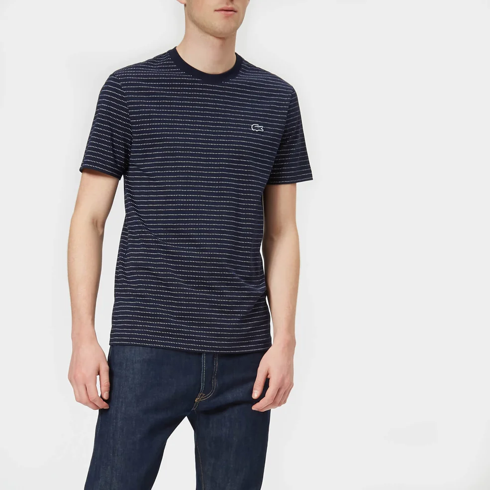 Lacoste Men's Geometric Dot Print T-Shirt - Navy Blue/Flour Image 1