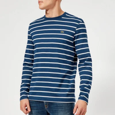 Lacoste Men's Long Sleeve Breton Stripe T-Shirt - Matelot Chine/Flour