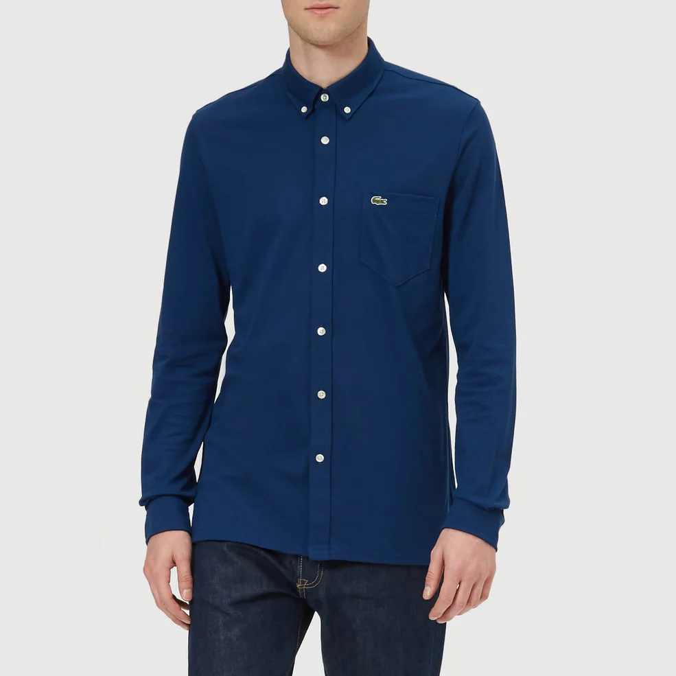 Lacoste Men's Pique Long Sleeve Shirt - Inkwell Image 1