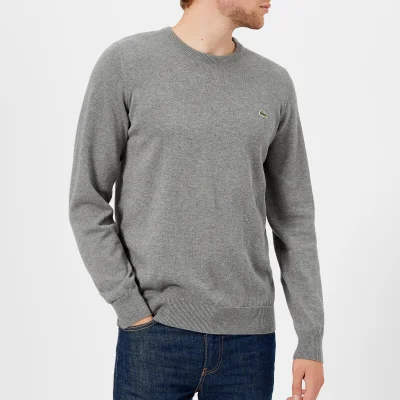Lacoste Men's Cotton Crew Neck Knitted Jumper - Galaxite Chine/Flour
