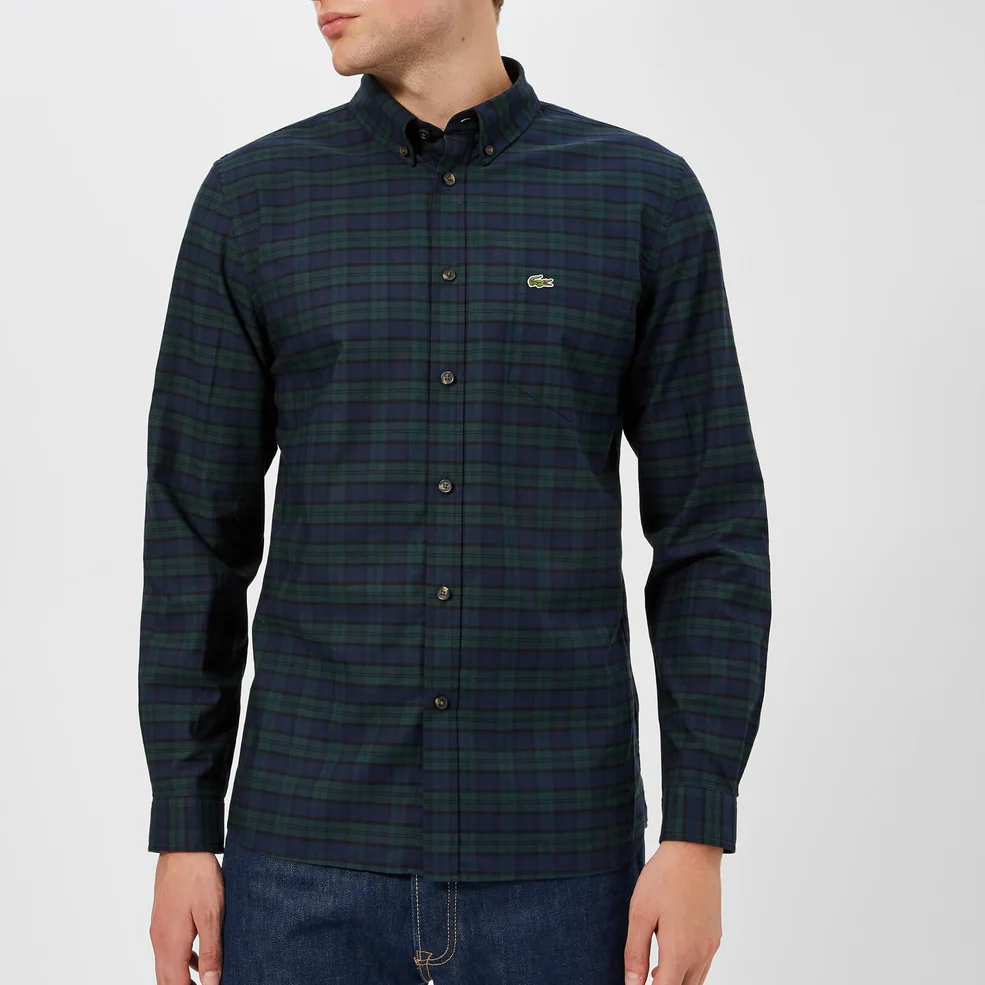 Lacoste Men's Tartan Button Down Shirt - Sinople/Meridian Blue Image 1