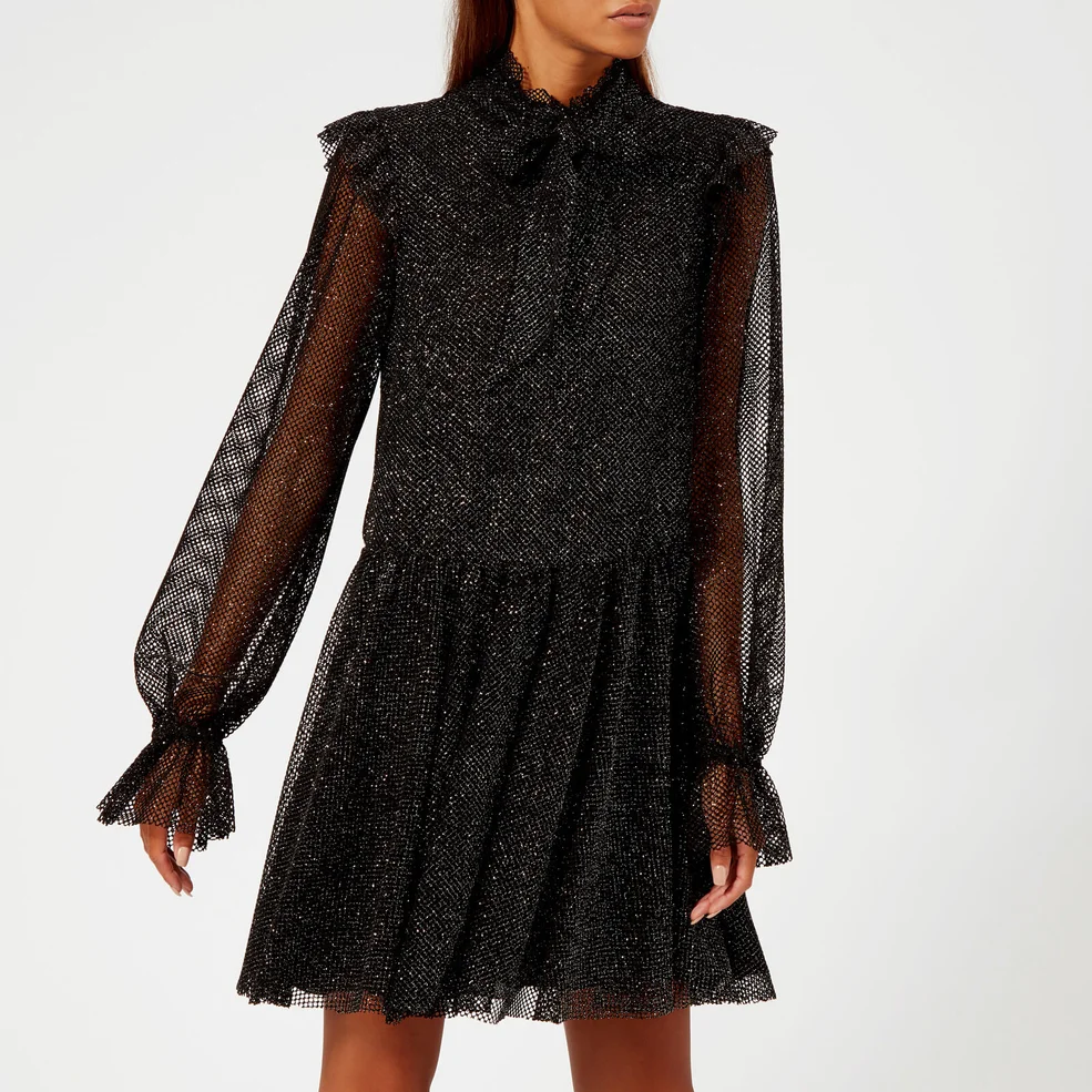 Philosophy di Lorenzo Serafini Women's Glitter Net High Neck Dress - Black Image 1
