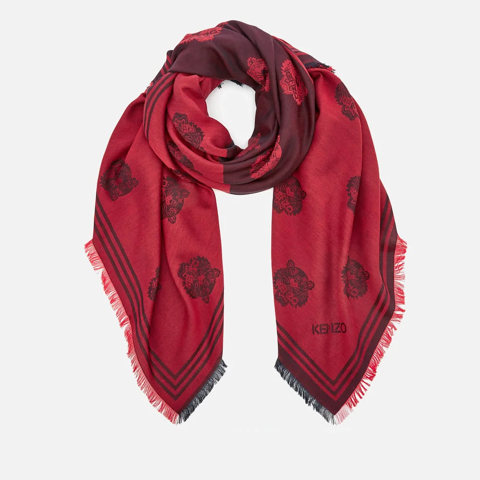 KENZO Tiger Heads Square Scarf - Bordeaux Image 1