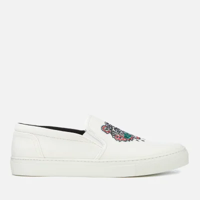KENZO Men's Canvas Tiger Slip On Trainers - White