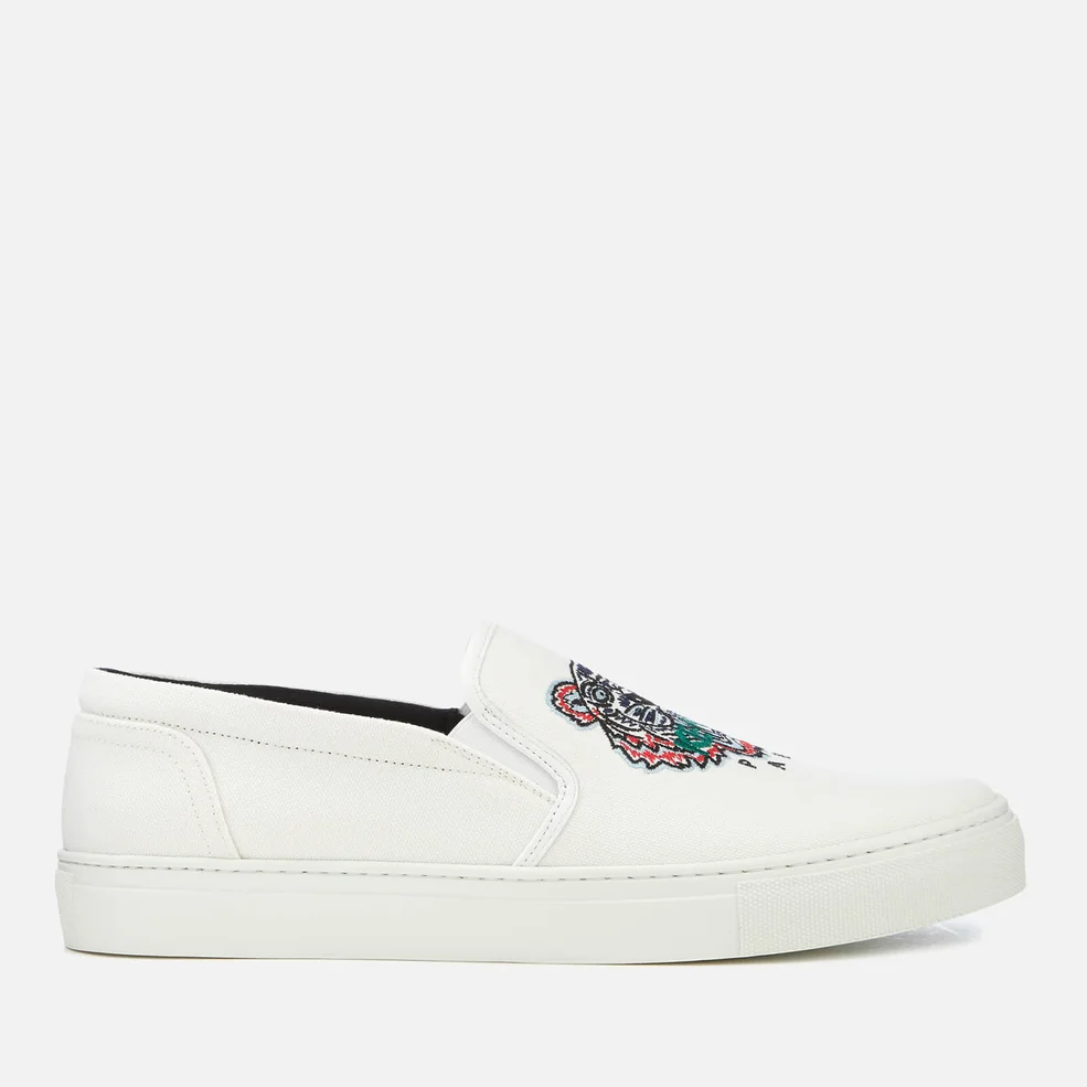 KENZO Men's Canvas Tiger Slip On Trainers - White Image 1