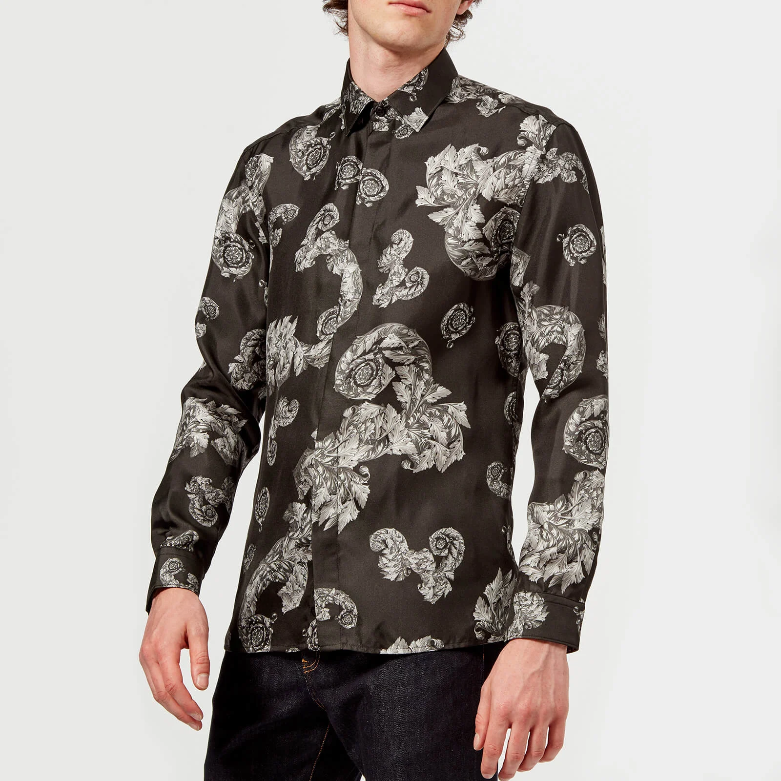 Versace Collection Men's Patterned Long Sleeve Shirt - Grigio Image 1
