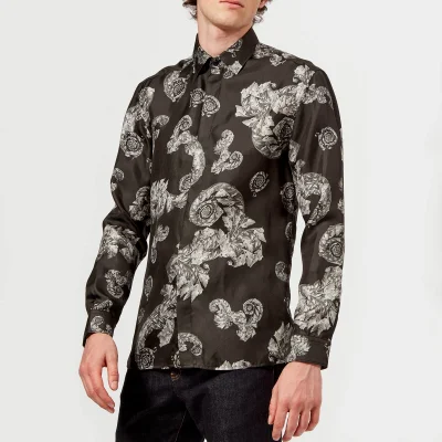 Versace Collection Men's Patterned Long Sleeve Shirt - Grigio