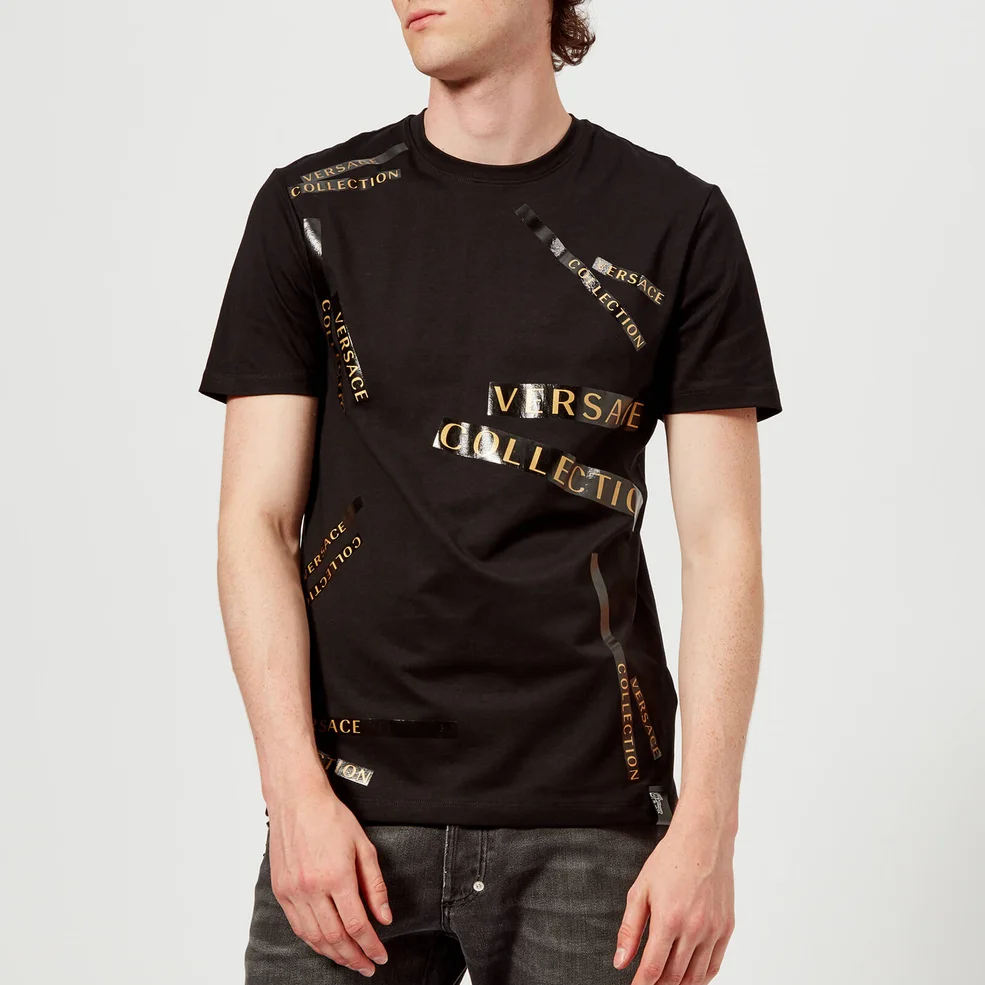 Versace Collection Men's Tape Detail T-Shirt - Black Image 1