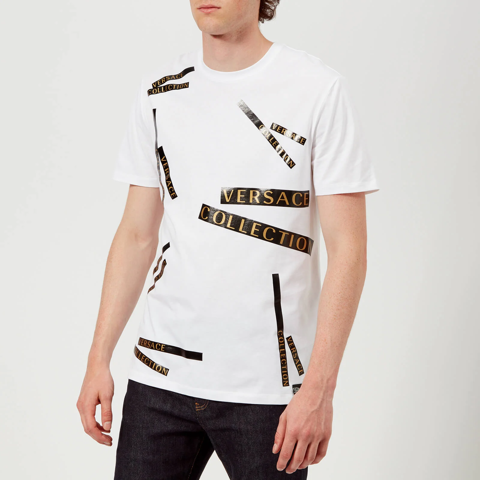 Versace Collection Men's Tape Detail T-Shirt - Bianco Image 1