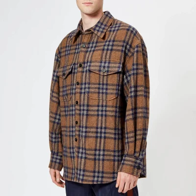 Wooyoungmi Men's Quilted Plaid Overshirt - Tan