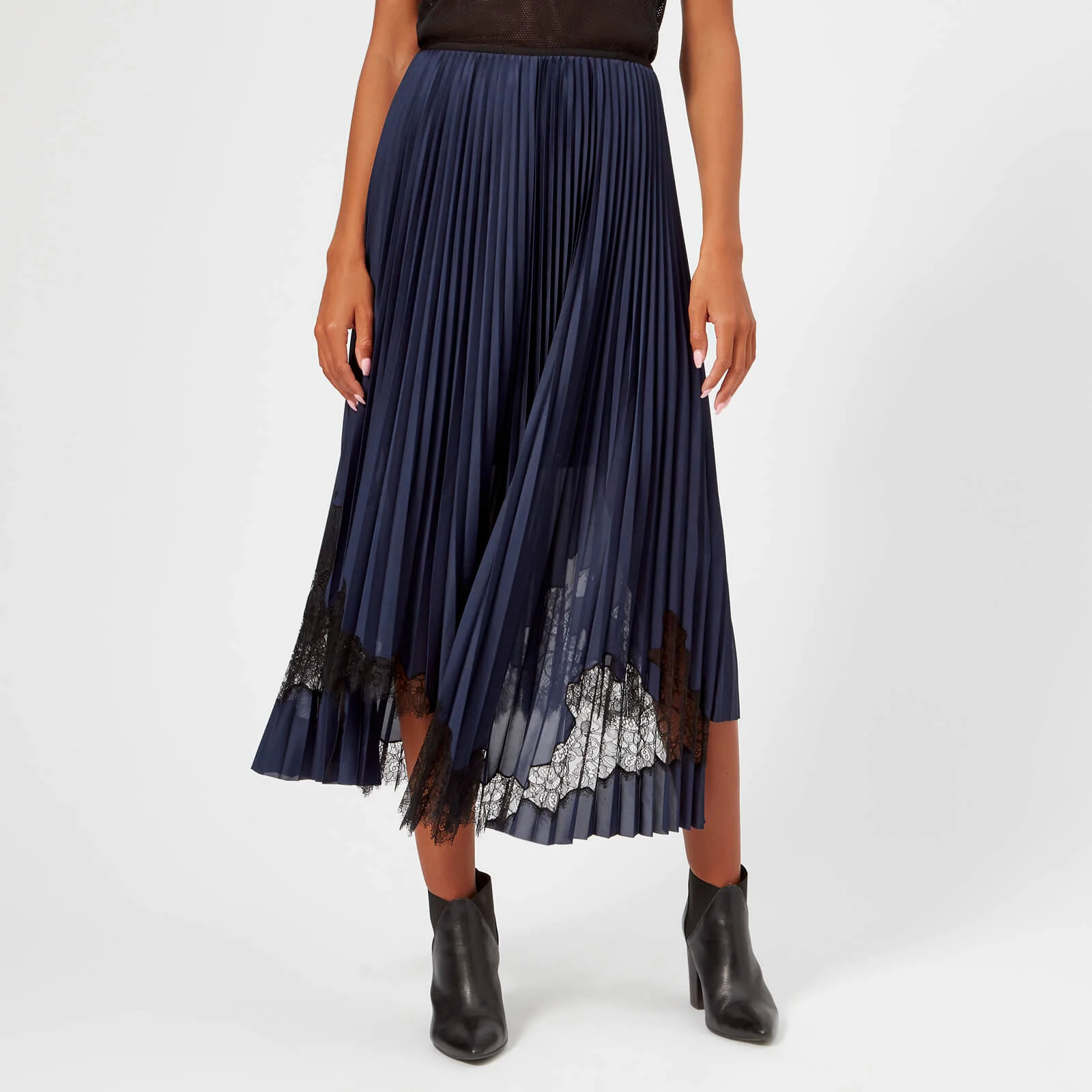 Helmut Lang Women's Pleated Tricot Skirt - Blue Image 1