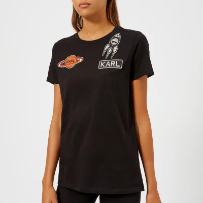 Karl Lagerfeld Women's Space Karl Patch T-Shirt - Black