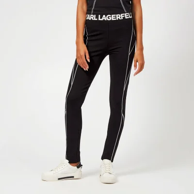Karl Lagerfeld Women's Punto Leggings with Logo - Black