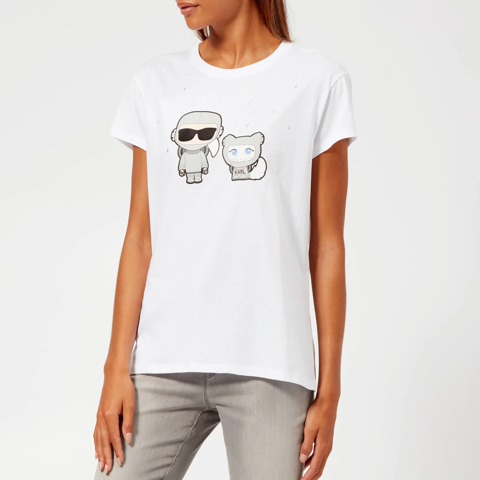 Karl Lagerfeld Women's Space Karl and Choupette T-Shirt - White Image 1