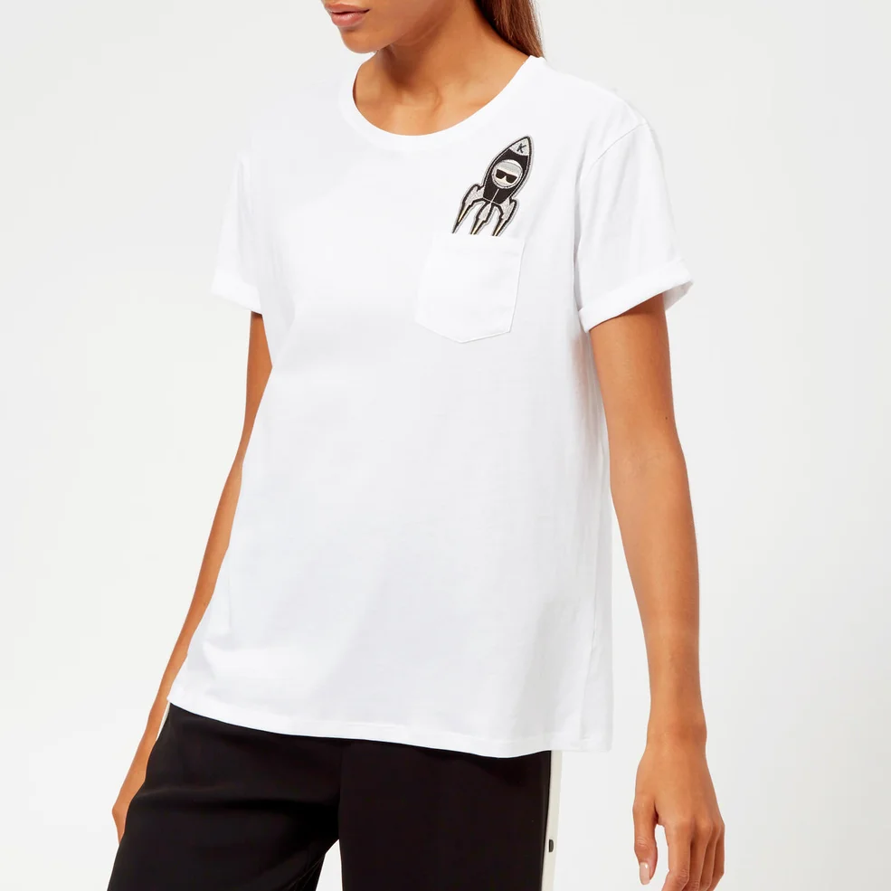 Karl Lagerfeld Women's Space Karl Pocket T-Shirt - White Image 1