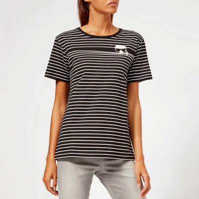 Karl Lagerfeld Women's K/Ikonik Stripe T-Shirt - Black/White