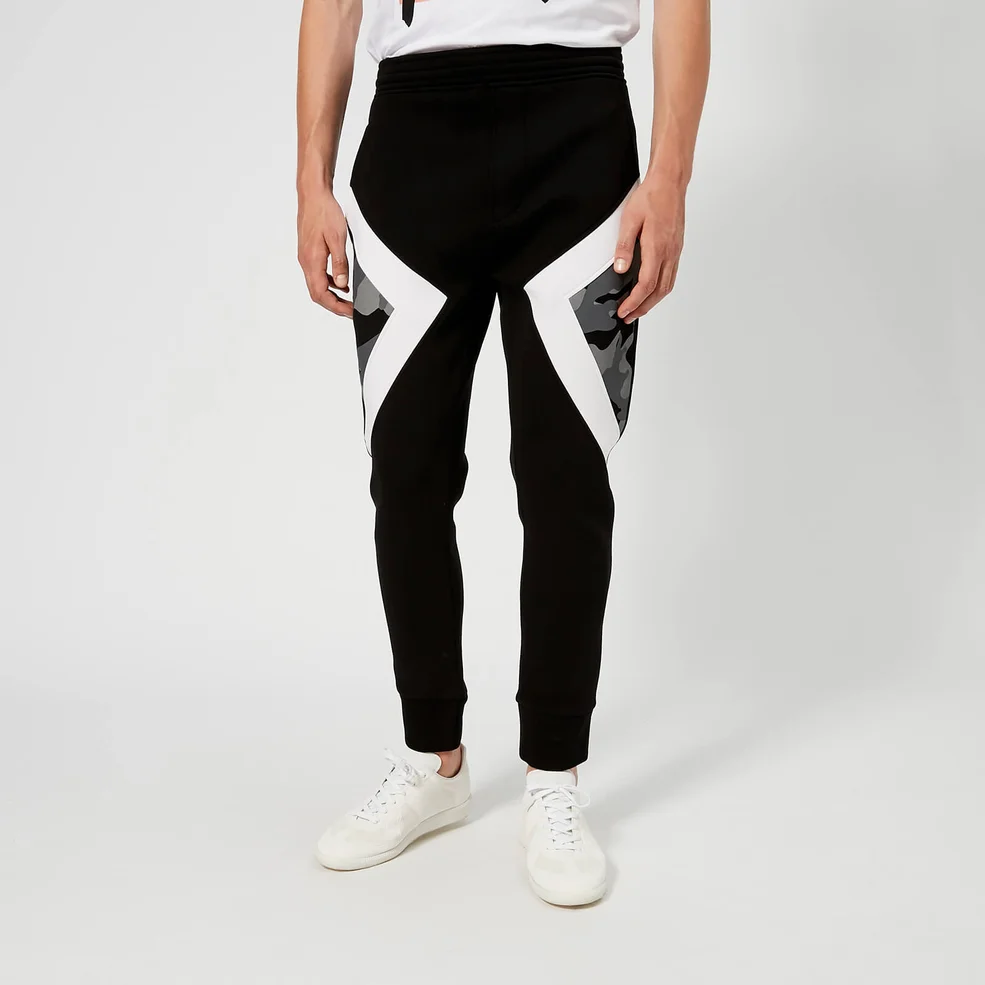 Neil Barrett Men's Iconic Camo Modernist Bonded Soft Sweatpants - Black/White Image 1