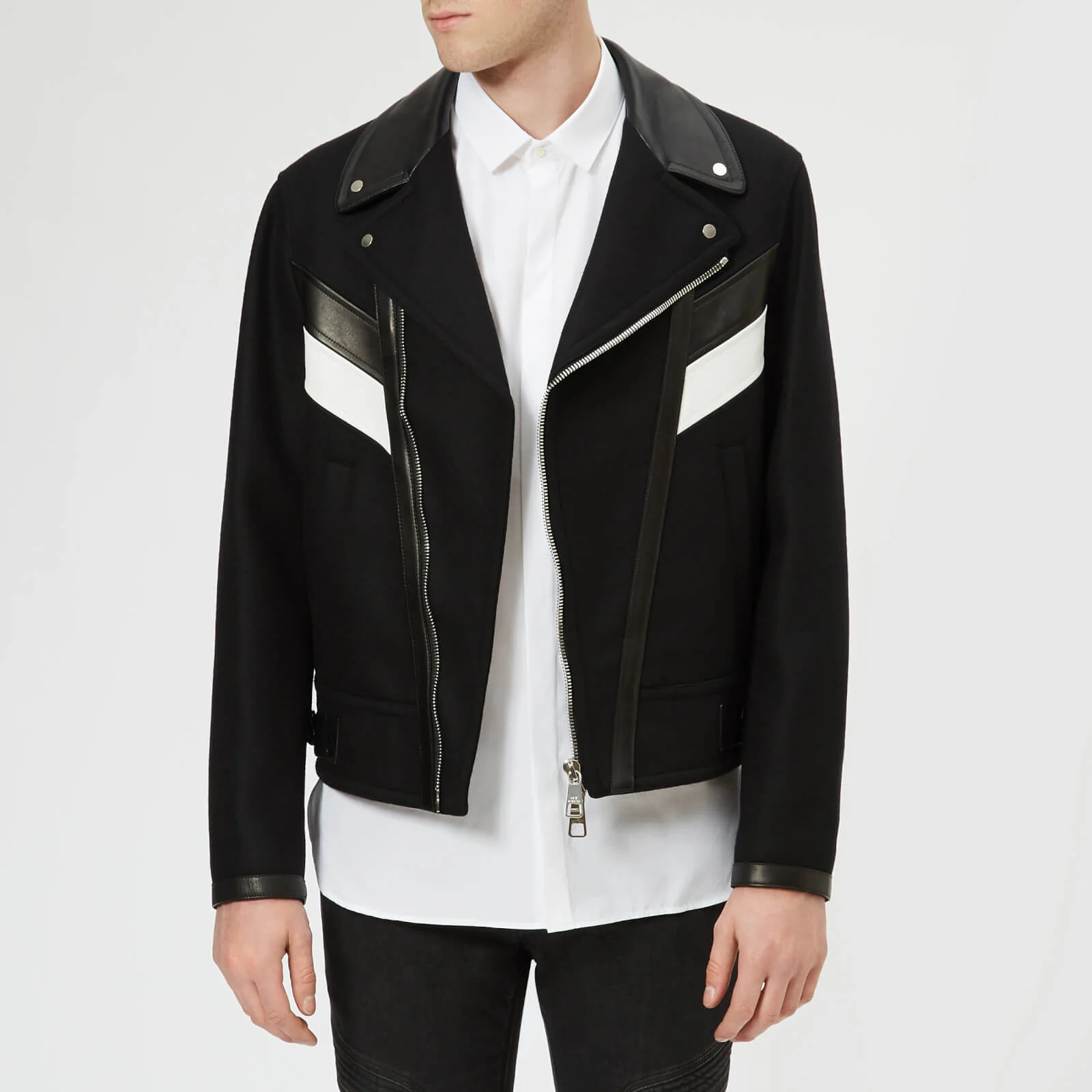 Neil Barrett Men's Wool & Leather Modernist Jacket - Black/White Image 1