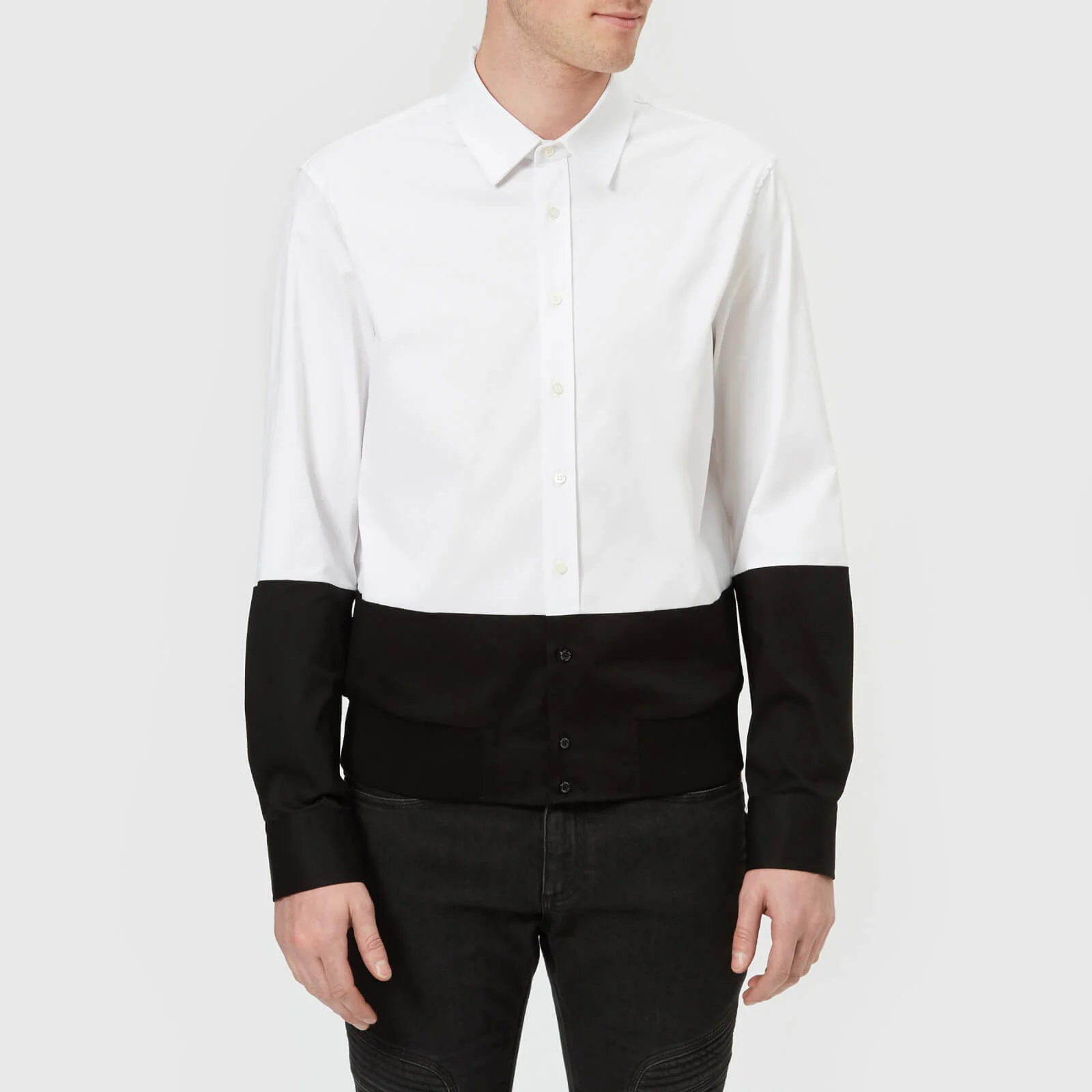 Neil Barrett Men's Bi-Colour Rib Hem Shirt - White/Black Image 1