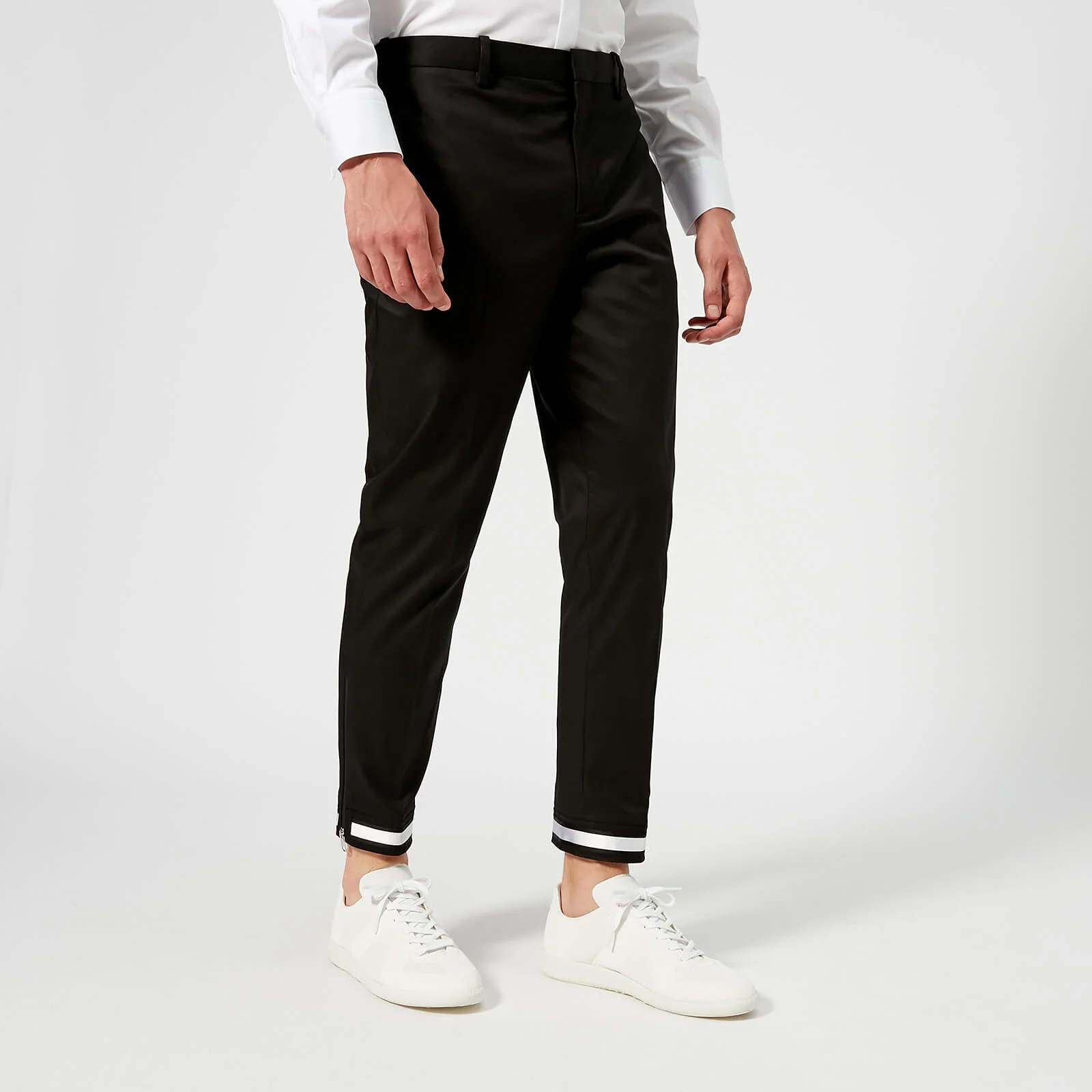 Neil Barrett Men's Cuff Taping Side Zip Pants - Black/White Image 1
