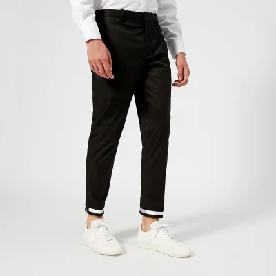 Neil Barrett Men's Cuff Taping Side Zip Pants - Black/White