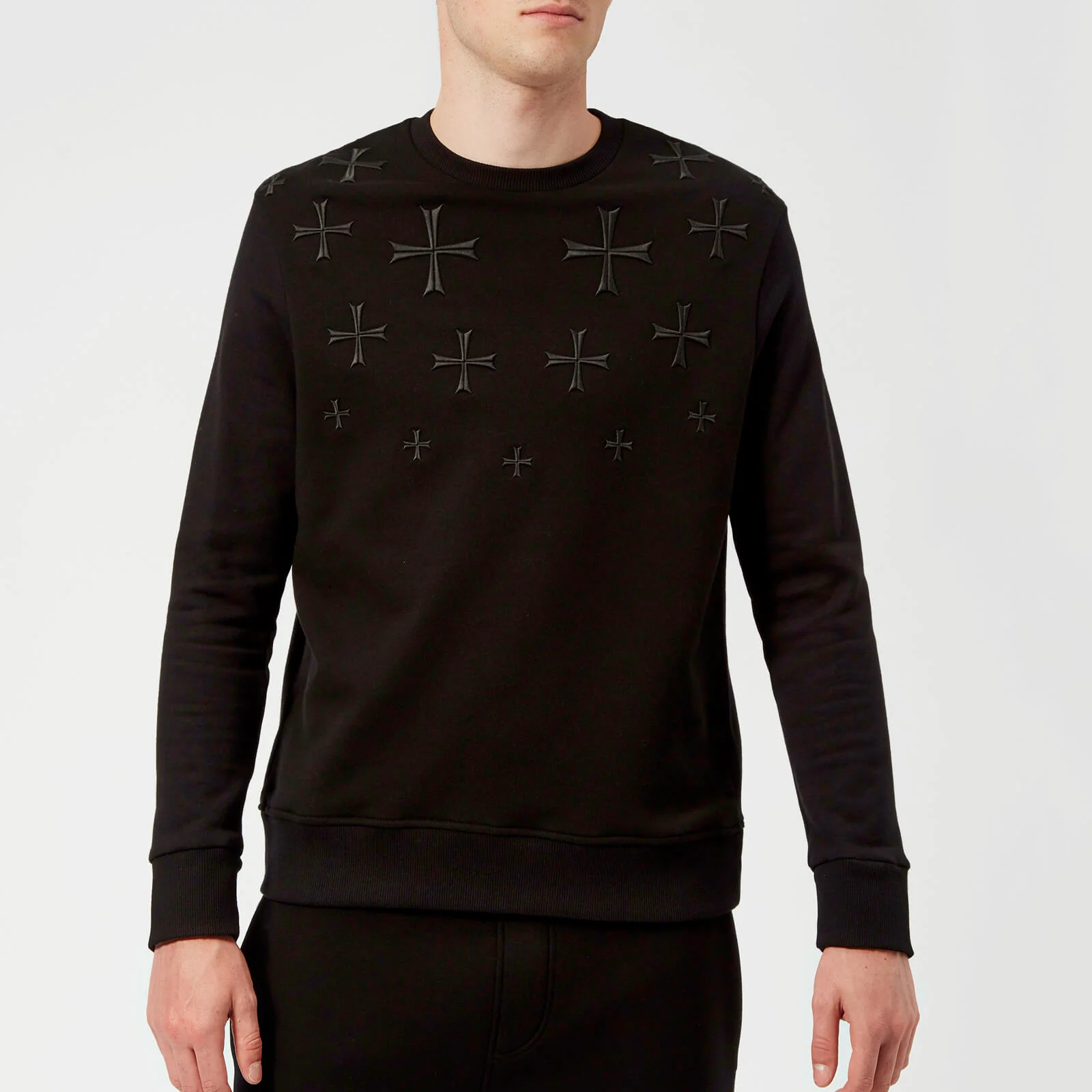 Neil Barrett Men's Fairisle Military Star Sweatshirt - Black/Black Image 1