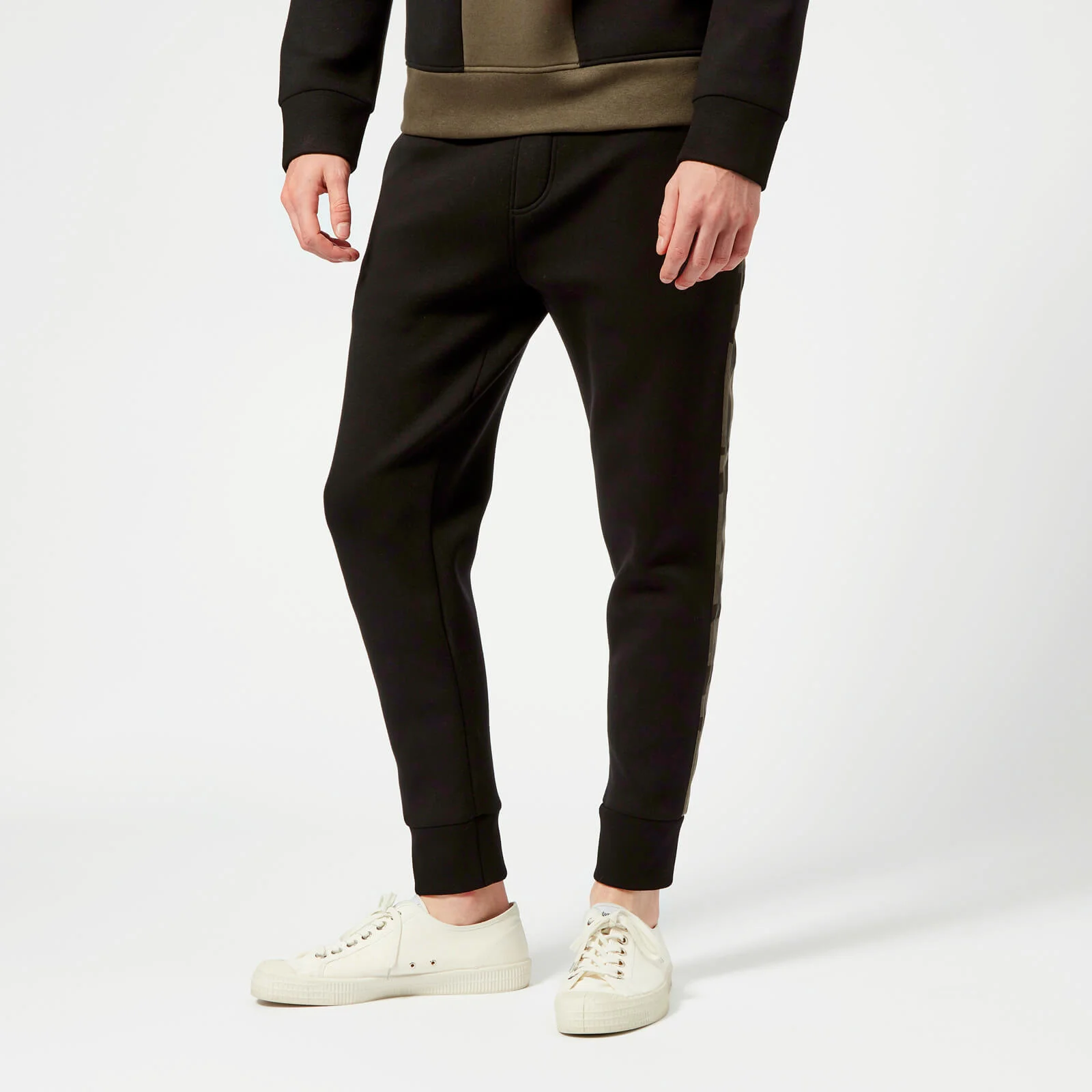 Neil Barrett Men's Camo Stripe Bonded Soft Sweatpants - Black/White Image 1