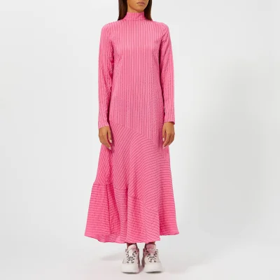 Ganni Women's Lynch Seersucker Dress - Hot Pink