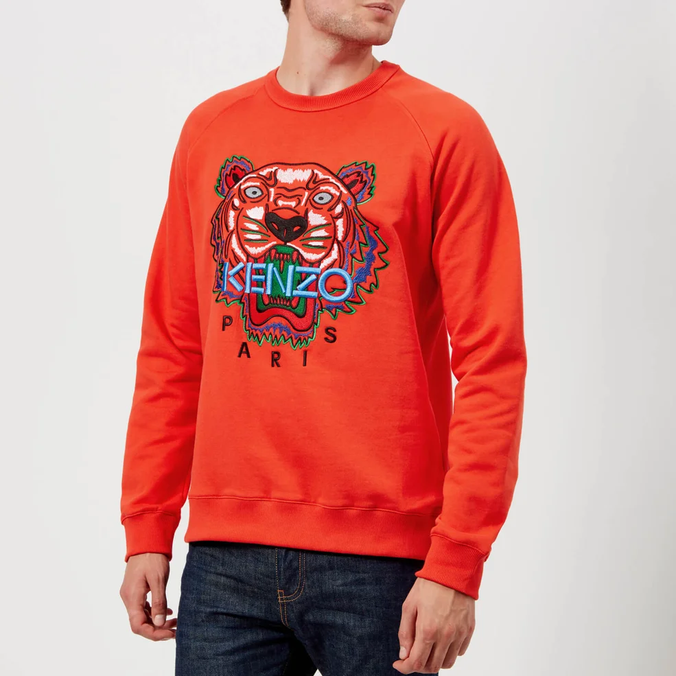 KENZO Men's Tiger Logo Icon Sweatshirt - Medium Red Image 1