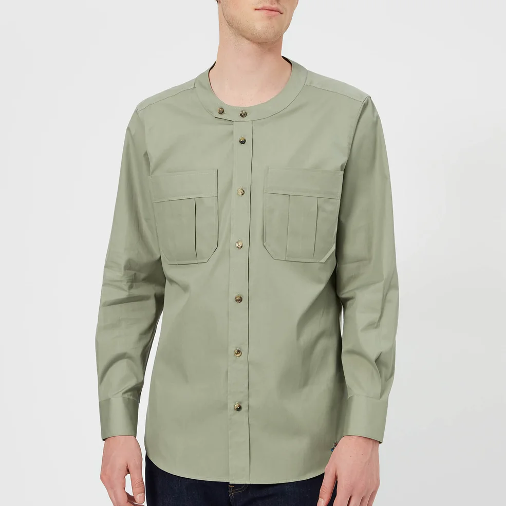 Vivienne Westwood Men's Firm Poplin Military Low Neck Shirt - Sage Green Image 1