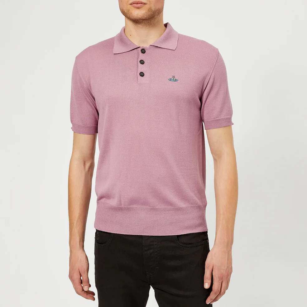 Vivienne Westwood Men's Classic Knitted Polo Shirt - Dusty Pink Image 1