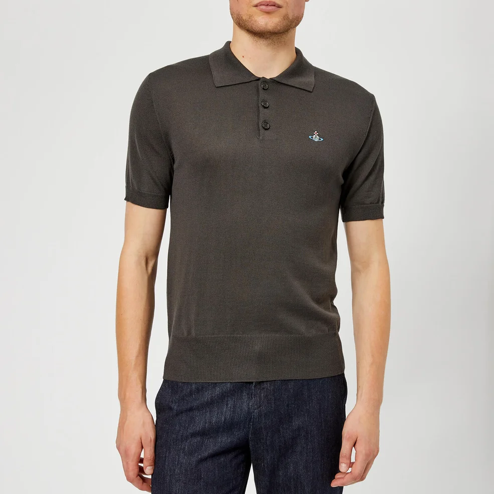 Vivienne Westwood Men's Classic Knitted Polo Shirt - Dark Grey Image 1