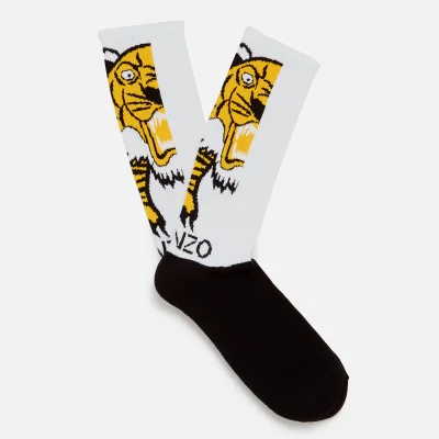 KENZO Men's Tiger Head Jacquard Socks - White