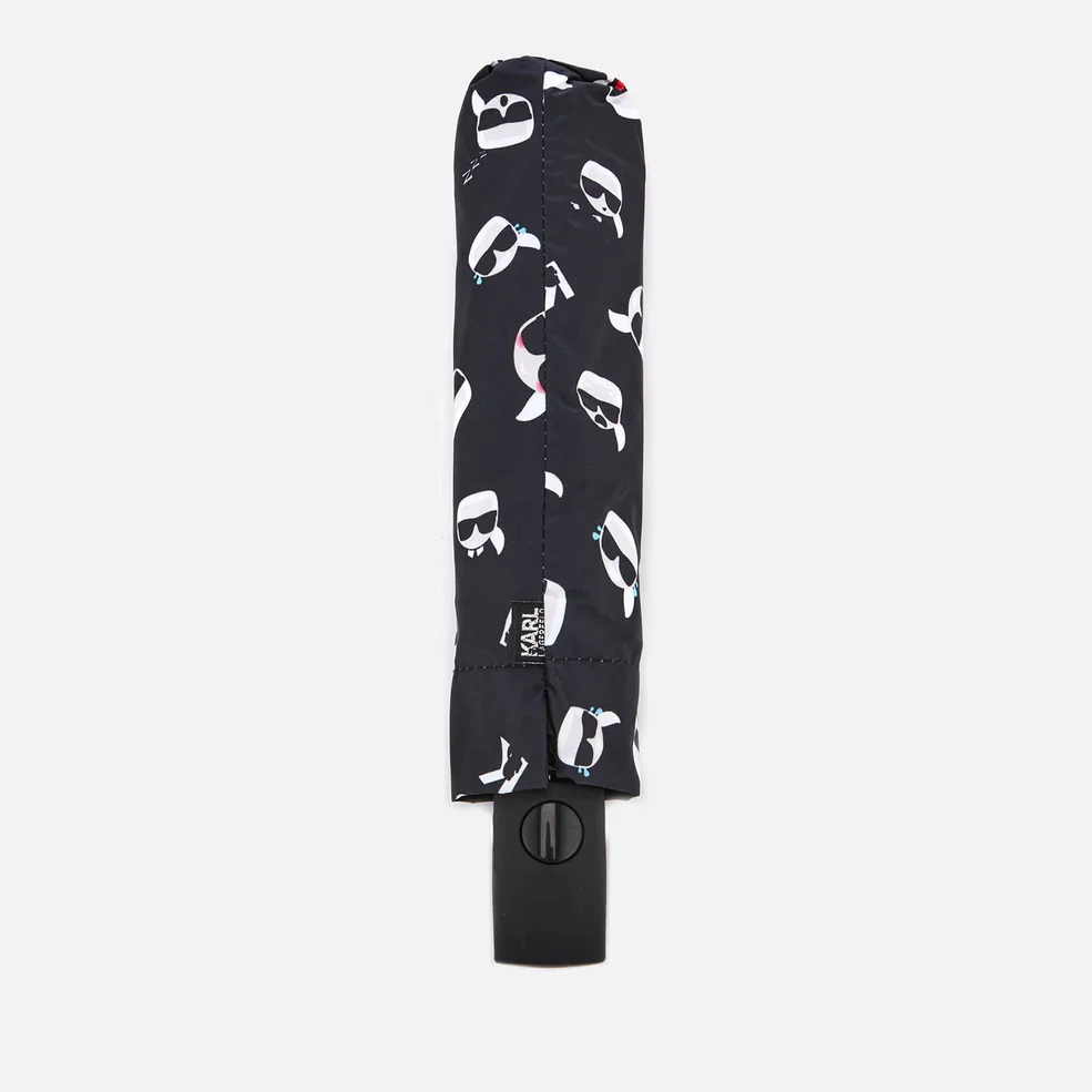 Karl Lagerfeld Women's K/Ikonik Print Umbrella - Black Image 1