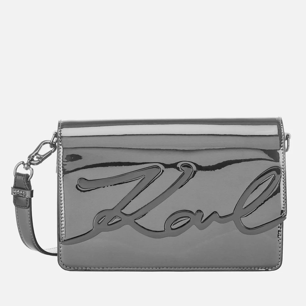 Karl Lagerfeld Women's Signature Gloss Cross Body Bag - Nickel Image 1