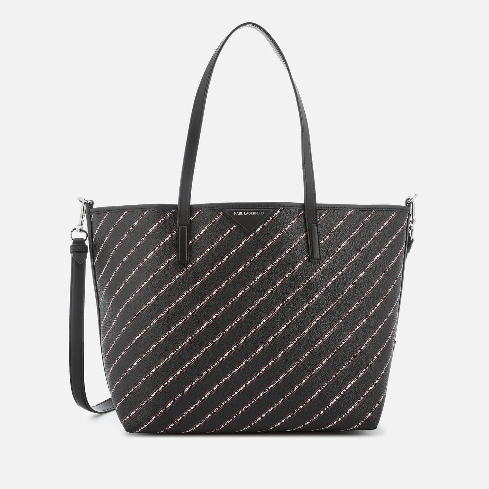 Karl Lagerfeld Women's Stripe Logo Shopper Bag - Black Image 1