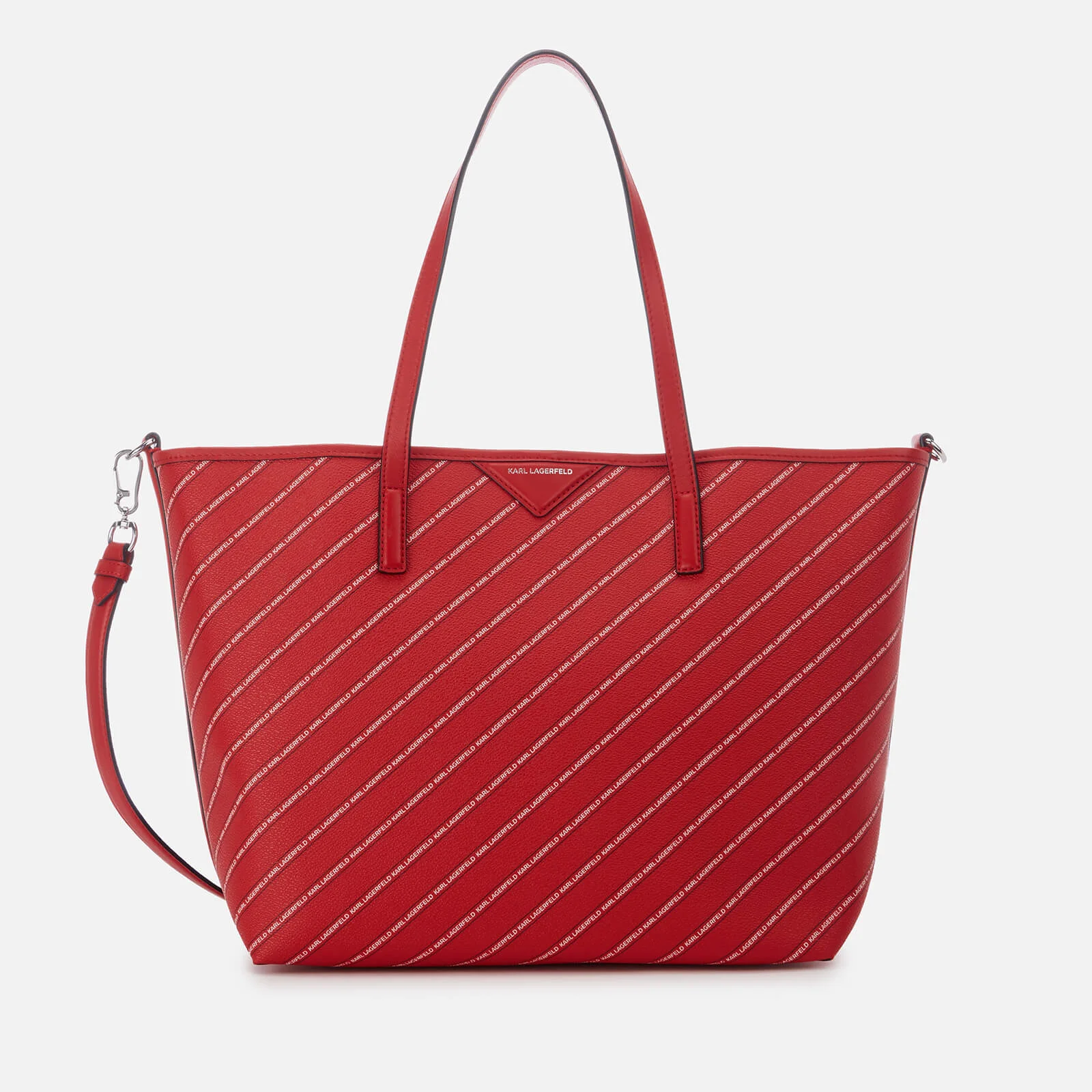 Karl Lagerfeld Women's Stripe Logo Shopper Bag - Red Image 1