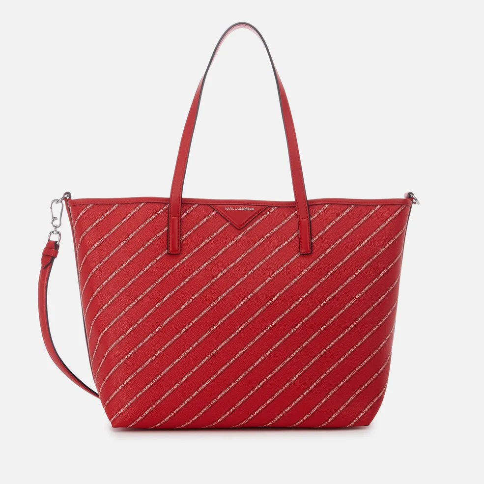 Karl Lagerfeld Women's Stripe Logo Shopper Bag - Red Image 1
